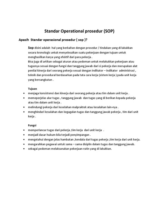Pedoman Standar Operasional Dapur